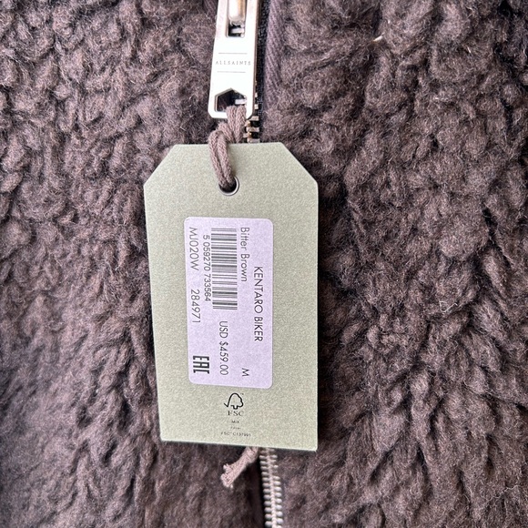 ALLSAINTS Men’s Faux Fur Kentaro biker Coat - Picture 8 of 8